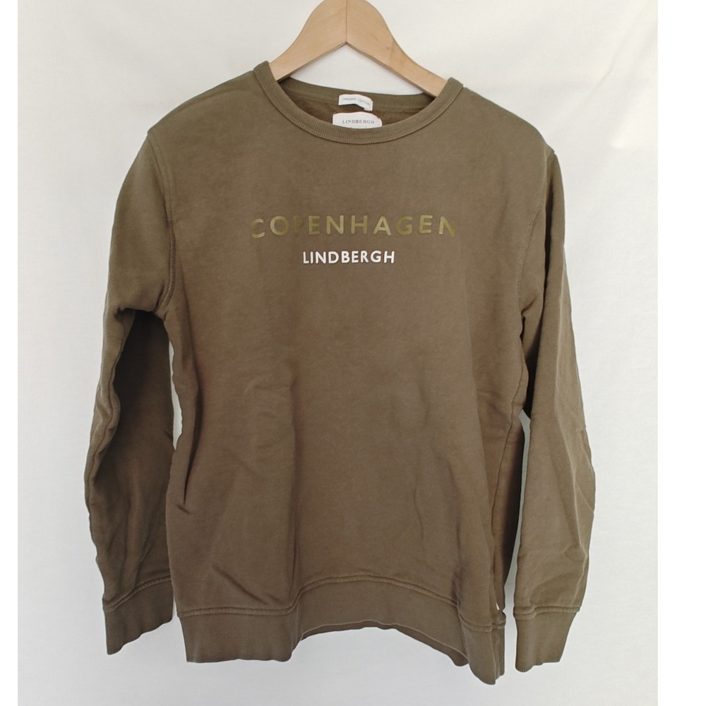 LINDBERGH White Copenhagen Graphic Crewneck Sweatshirt Olive Green Cotton M‎